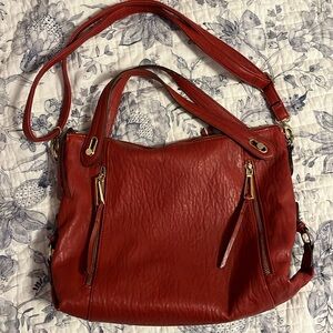 red faux leather bag ♥️